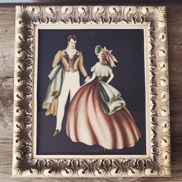 Vintage 1950's Turner Prints Art Southern Couple In Original Frames Set of 2 - Picture 2 of 7